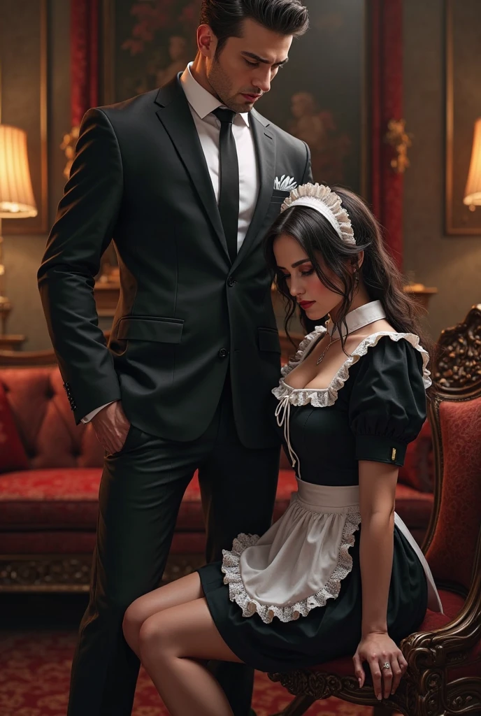 create for me a maid image, with her bosses Helena and Ricardo