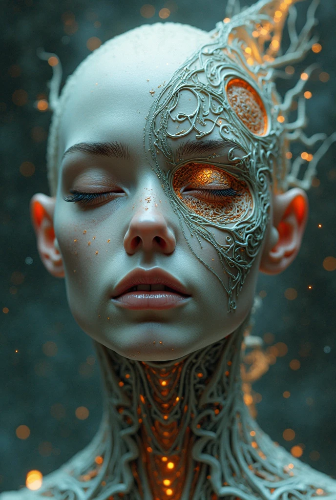 a completely white demonic creature, monster, large multicolored eyes, bald head, skull covered with small horns, (best quality,4k,8k,highres,masterpiece:1.2),ultra-detailed,(realistic,photorealistic,photo-realistic:1.37),HDR,UHD,studio lighting,ultra-fine painting,sharp focus,physically-based rendering,extreme detail description,professional,vivid colors,bokeh,dynamic point of view,cinematographic scene,highlighted character,backlight effects,mystical character,multicolored cracks on the skin,character seen in full
