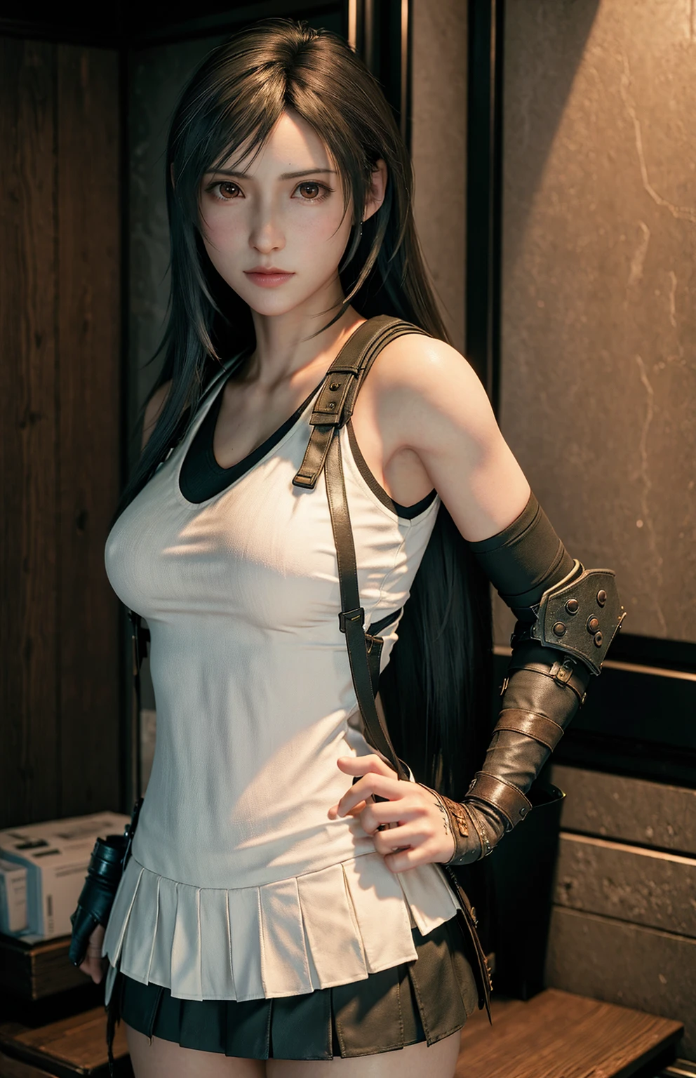 nsfw, highest quality, (((masterpiece))), (realistic: 1.4), super resolution, professional quality high resolution, ((ultra-detailed)), an extremely delicate and beautiful, sharp focus: 1.2, 8K, HDR
BREAK
, Tifa Lockhart, 20 years old, massive breasts, voluptuous breasts, ((gigantic breasts)), cleavage:1.4, black hair
BREAK
, 1 girl, shiny skin, breast focus, detailed eyes, perfect face, Highly detailed face and skin texture, perfect body, thin waist, portfolio
BREAK
, ((full body)), hand on own hip, crossed arms
BREAK
,(white chinese dress:1.4), (shiny cheongsam dress:1.4), one peace dress, (short length dress:1.4), (tight skirt:1.4), sleeveless, ultra detailed dress, (clothes that have many wrinkles:1.2),
BREAK
, (tight clothes:1.4), (body fitting cloths), ((no underwear:1.4)), bare legs, high heels
BREAK
, looking at viewer
BREAK
, Embarrassed, (blush:1.4), startled, (shame:1.4), bitch
BREAK
, standing, finger pointing, left hand on own hip
BREAK
, (erect nipples:1.4), (pointed breast:1.4)
BREAK
, perfect contrast, perfect lighting, perfect composition, perfect skin, perfect hands, perfect fingers, perfect breasts, perfect hair, perfect face, perfect anatomy, accurate human body
BREAK
, sunset