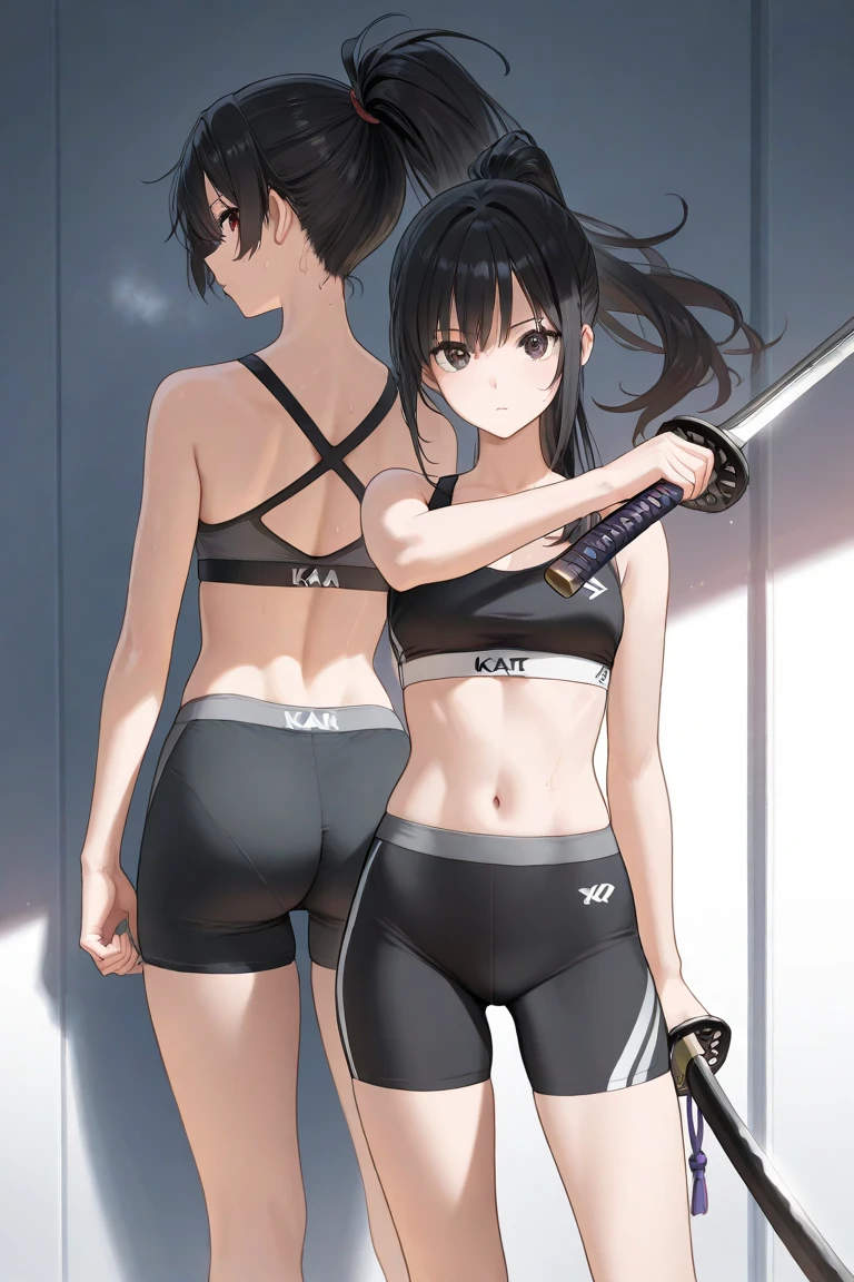 ((fox girl)), ((full body)), (((standing pose))), ((((((very baggy and long leg warmers)))))), ((bare feet)), ((open jacket)), ((strapless gym top)), ((thong panties)), ((((martial fighting gloves)))), (((fully detailed)))
