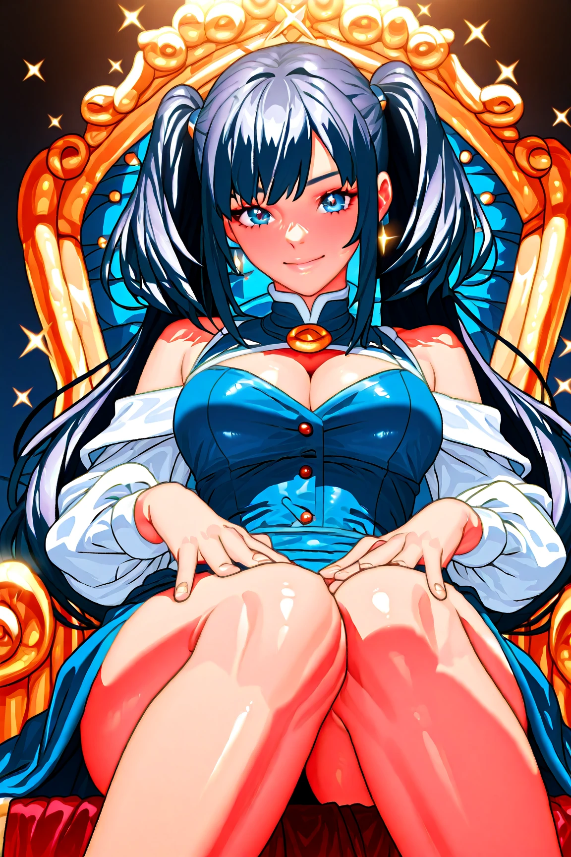 obra maestra, Mejor calidad, obra maestra, cara detallada, ojos detallados, cuerpo completo, 1 chica, pelo azul, pelo largo, blue hair, long hair, red lips, armadura de bikini femenina, gold armour,gemas aguamarina, rosa en la boca, templo griego, rosas en el suelo, breats, spread legs, pussy, semen, cum, semen en la cara, cum in face, semen en la boca, cum in mouth, NSFW, +18