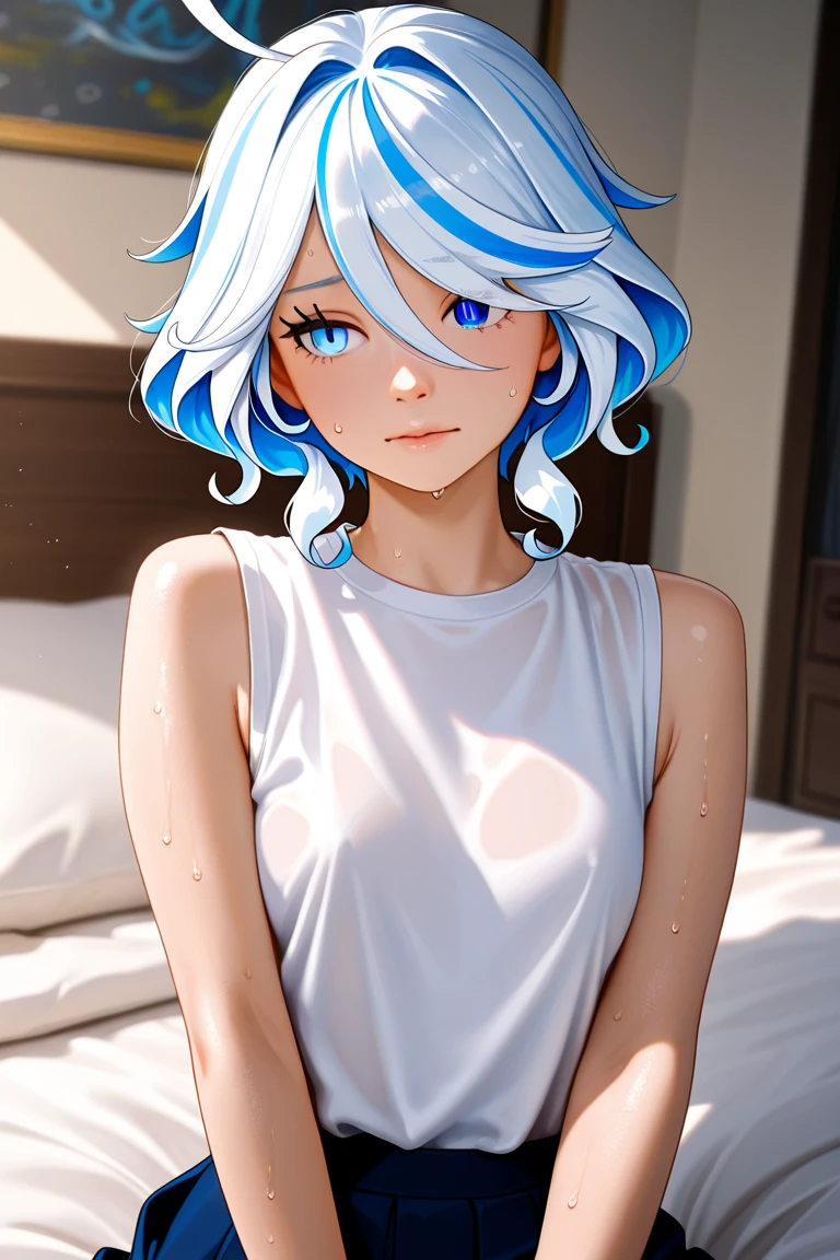 A cute girl wearing short cloth and cute girl charactor, comic digital art.