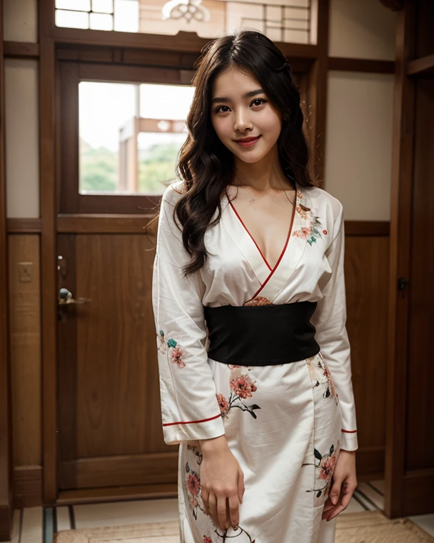 (Tabletop, Highest quality:1.4), Beautiful Face, 8k, 85mm, Absurd, (((Dark hotel bedroom:1.4)))、(Wine-red floral yukata:1.2), ((Cowboy Shot:1.4))、Delicate, alone, Single hair bun:1.7、night, View your viewers, Upper Body, Film Grain, chromatic aberration, Sharp focus, Face Light, Professional Lighting, Sophisticated, ((Confused expression:1.4)), (Simple Background, Bokeh Background:1.2), Detailed aspect