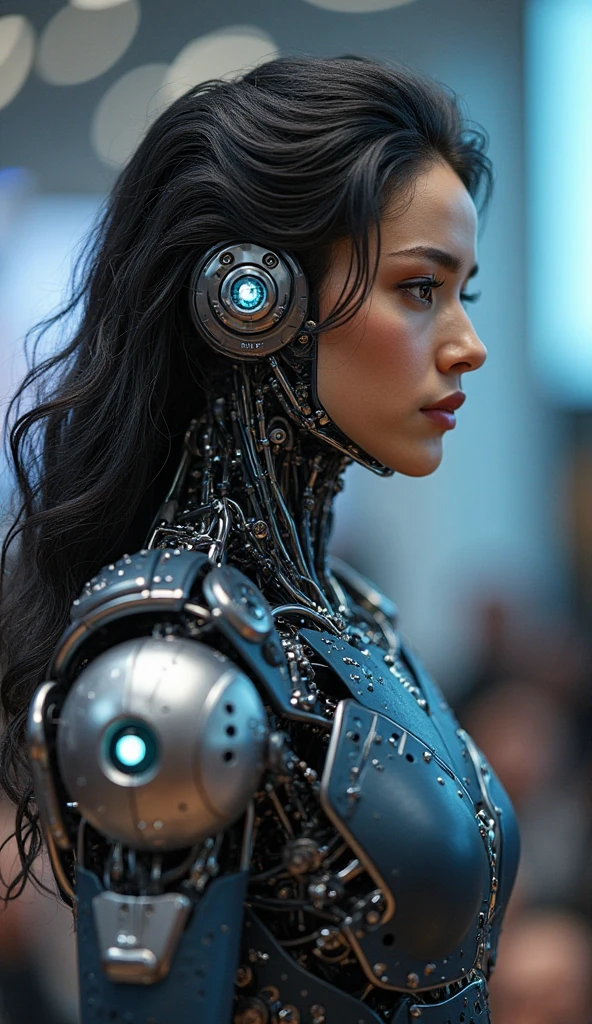 (beautiful muscular female cyborg:1.25), (megan-fox:1.5), (full body pose), (metallic muscular armor:1.5), (no hair), (bald head covered in cables:1.5), (robotic mechanical physique:1.5), (super muscular female cyborg:1.5), (covered in cables and mechanical muscles:1.5), (android muscular anatomy:1.5), (perfect fingers:1.25),(8k, RAW photo, photorealistic:1.25), sci fi atmosphere, futuristic dystopia, alien landscape,