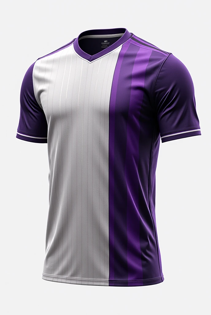 A sports jersey with a white base color and black and purple designs, that can be used for men and women
