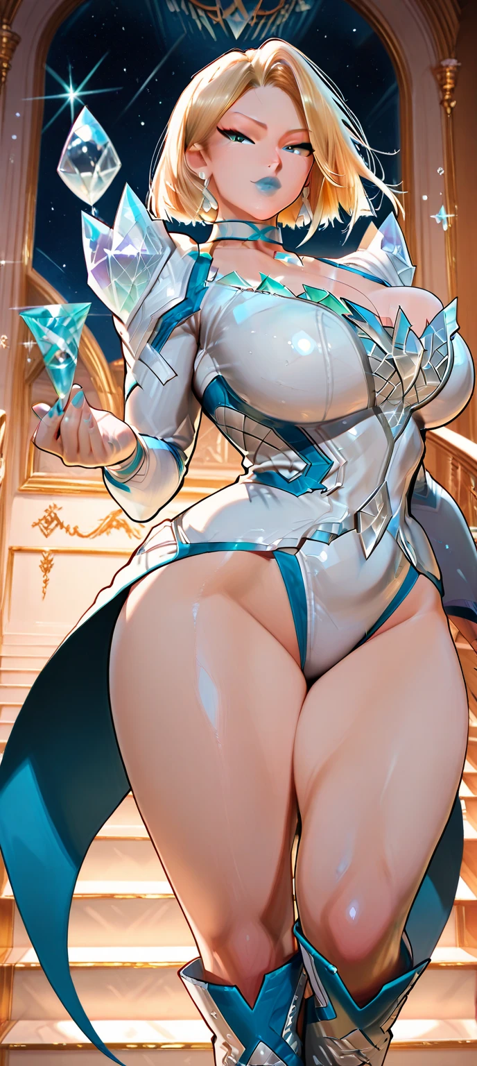 sucrose, sucrose, ahoge, animal ears, (brown eyes:1.5), glasses, gradient hair, hair between eyes, messy hair, multicolored hair, semi-rimless eyewear, short hair, green hair, open mouth,
BREAK frills, fur collar, gem, gloves, green thighhighs, long sleeves, thighhighs, white headwear, zettai ryouiki, skirt, blue skirt,
BREAK indoors, laboratory,
BREAK looking at viewer, (cowboy shot:1.5),
BREAK (masterpiece:1.2), best quality, high resolution, unity 8k wallpaper, (illustration:0.8), (beautiful detailed eyes:1.6), extremely detailed face, perfect lighting, extremely detailed CG, (perfect hands, perfect ???????),