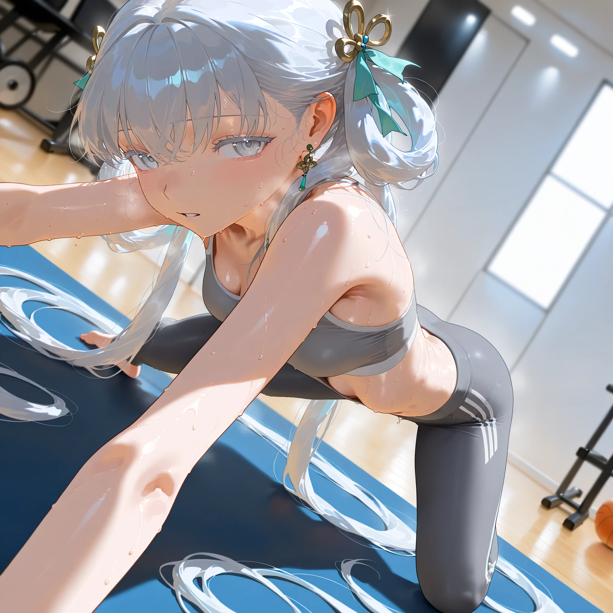 A Female robot is sleeping in forest, spread legs, nude, banzai pose. she does not wear any dress. She has black short hair. She lifts up the under hem of her white plain dress, leaning over, masterpiece, mature, android, blue eyes, full body figure, Height: 160cm, flushed cheeks, 2020s anime picture, A beautiful female robot , No NSFW, whole body, barefoot, archaic smile, getting orgasm, 25 years old, sweat bucket. She wears silver metal flamed glasses.
She can move while doing a handstand.