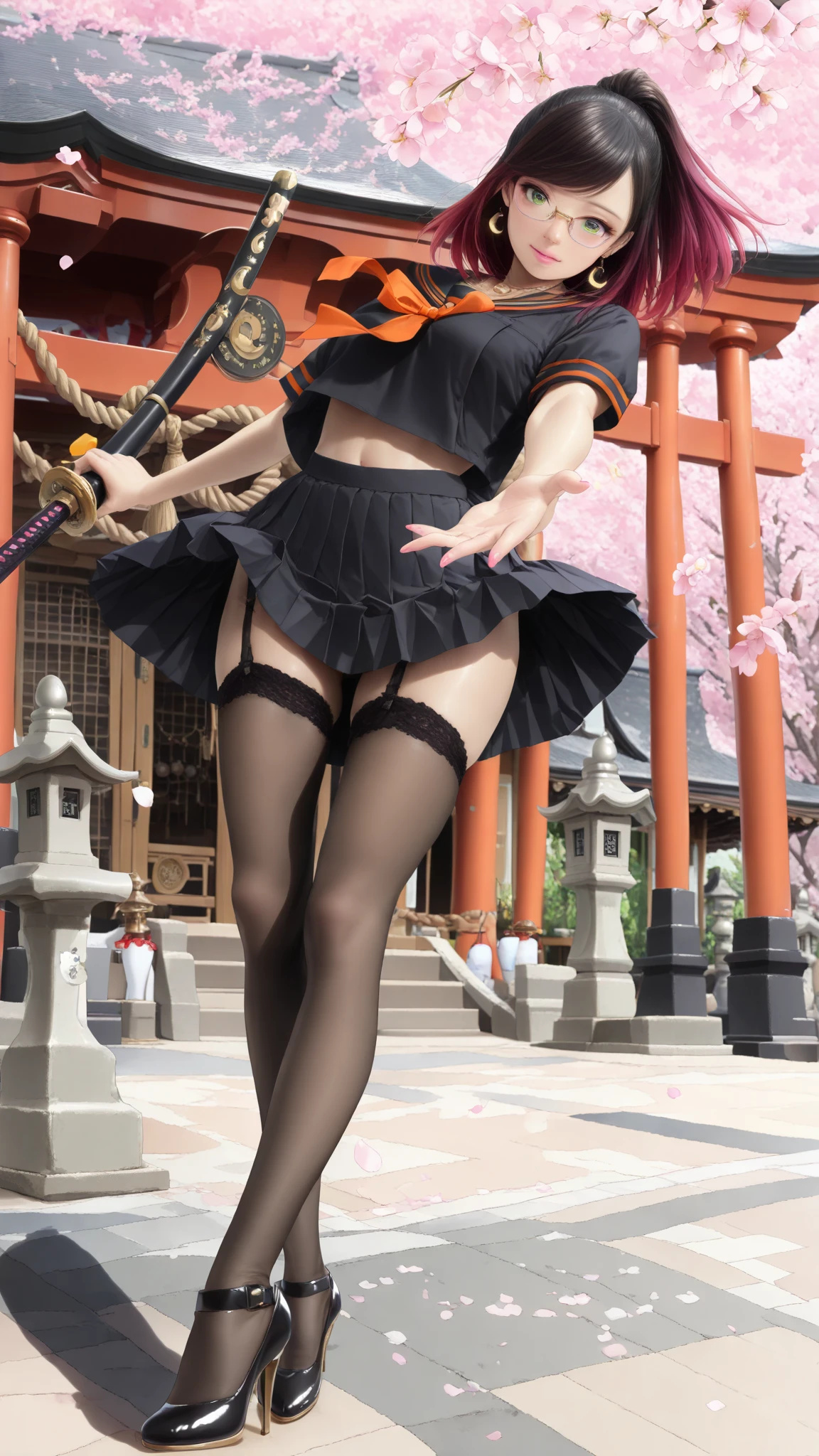 XUER Yor Forger,1girl,yor briar,solo,dual wielding,red eyes,holding,dress,thighhighs,black hair,jewelry,black dress,earrings,black thighhighs,from below,floral print,hairband,gold hairband,two-sided dress,breasts,holding weapon,sidelocks,hair ornament,long hair,floating hair,two-sided fabric,china dress,flower,chinese clothes,short sleeves,bangs,closed mouth,hair flower, fish eye, "long shot scenic professional photograph of {prompt}, perfect viewpoint, highly detailed, wide-angle lens, hyper realistic, with dramatic sky, polarizing filter, natural lighting, vivid colors, everything in sharp focus, HDR, UHD, 64K"
