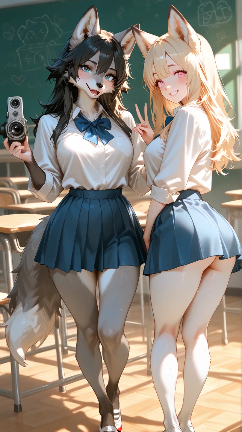 master piece,best quality,ultra detail, standing split on one leg up smile close one eye,close your, {{detailed background}}, 8k cg wall, big breasts, {open clothes},full body, smile,close one eye,open your mouth,orange hair , yellow ribbon,blue eyes,dark blue blazer,red bow tits,blue skirt,standing split on one leg up,nsfw, cum in pussy,bukkake
