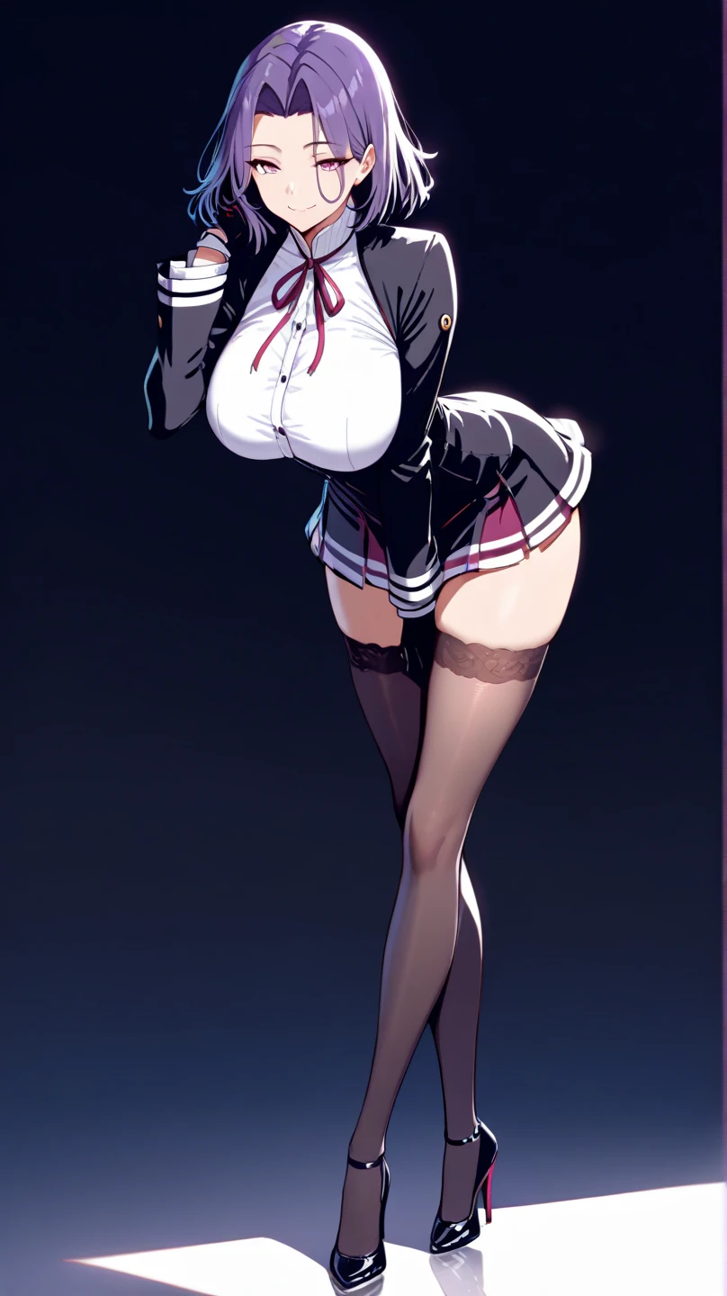 ((best quality)), ((masterpiece)), (detailed), perfect face, girl, black hair, black eyes, black bunny suit, fishnet stockings, club theme, on stage, pole dancing,