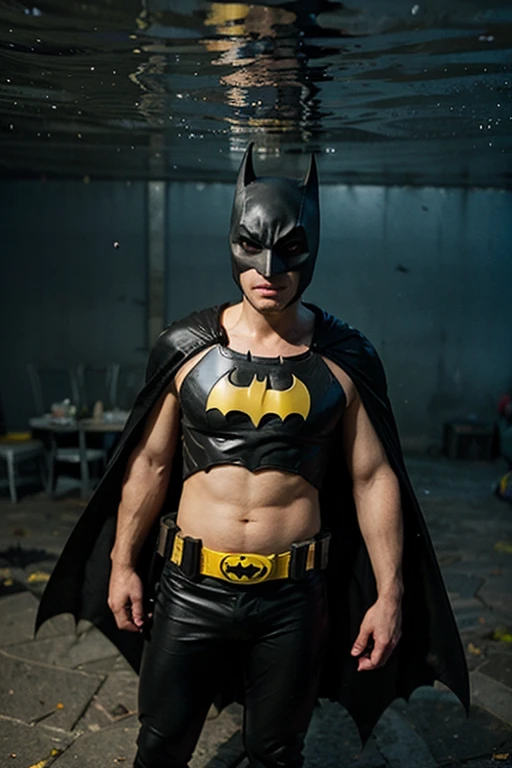 ((Men only)),   (handsome man in his 20s), (batman), (Batman's appearance is characterized by sexy micro thong , ), (Mischievous smile),  HIG quality, beautidful eyes, (Detailed face and eyes), (Face、: 1 / 2), Noise, Real Photographics、... .PSD, Sharp Focus, High resolution 8K, realisitic & Professional Photography, 8K UHD, Soft lighting, High quality, Film grain, FujifilmXT3 ,sexy , NSFW , eroticism , full length shot(fls)  ,standing, ((thick thighs , phat hips ,unrealistic wide pelvis , skindentation & unrealistic wide hips)) , handsome boy ,  smirk , grins , K-pop idol looking ,  bare thighs, bare chest , bondage collar , hourglass shaped body , handsome korean boy. , handsome face , detail face , nude , naked , topless , undress