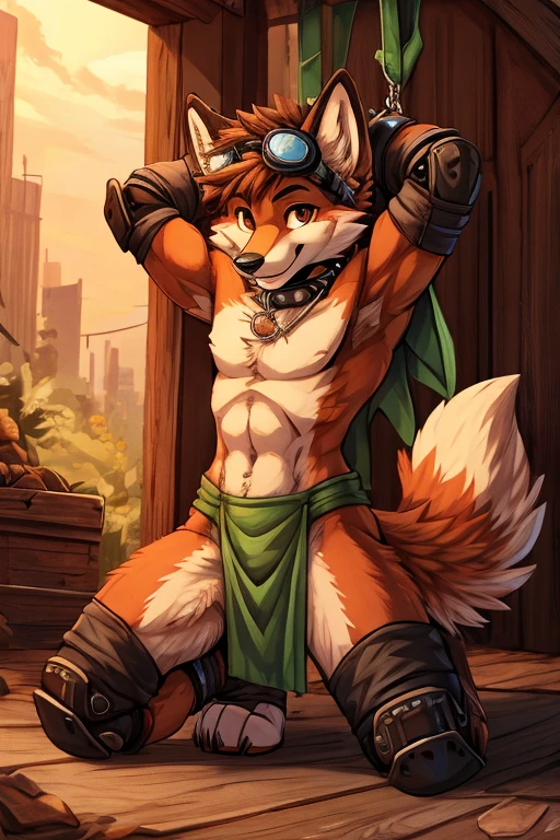 (((by fluff-kevlar, by Zackary911, by Kenket, by Kilinah))), solo male ((Kobold)), (detailed Kobold)) wearing a long wizard robe, muscular abs, strong muscles, scale skin, Kobold black horns, Kobold tail, messy hair, thigh highs, black thong, shirtless, front view, looking at the observer with an embarrassed smile, blush, legs raised, perspective, finely detailed paws, punk style, adventure backpack,