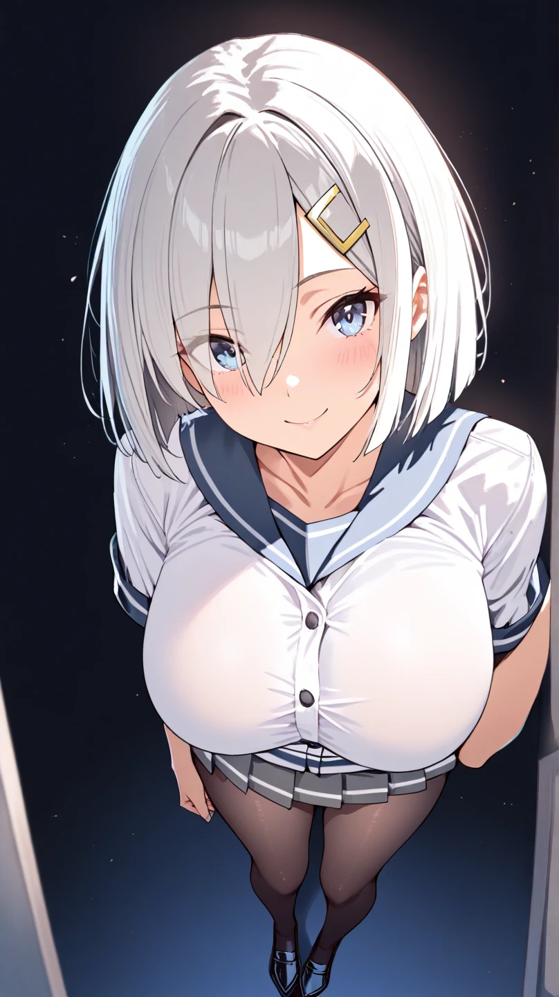 ((solo girl)),((Perfect body,))((Super beautiful,))((High quality,)), (sweaty,) (wet all over,) blush,saliva, steam,(((gray Silver hair, blue eyes,bob cut short cut hair,Yellow hair clip, sailor suit that exposes the navel, pleated skirt that is too short to expose underwear,white gloves, yellow tie,)))(((hair over one eye))),collar,pov, Looking at Viewer,solo,gigantic breast,pov, Looking at Viewer,Heavy breathing,saliva, sweat,Rough breathing, sweaty body,Blushing, (((Sweaty and wet all over))),Sweaty body,in bed room,(nipples visible through clothes,), (collar,)ejaculations,pov, Looking at Viewer,,shiny glossy,Heavy breathing,saliva, sweat, Sweaty and wet all over,Rough breathing, sweaty body,Blushing,blowjob,fellatio,paizuri,paizuri squeeze,gigantic breast,(penis,)deep throat,blowjob, fellatio,cum in mouth,