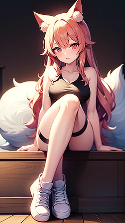 Unfold panties with both hands、Plump thighs、Best image quality、High resolution、masterpiece、super high quality、Striped bra、Striped panties、Panty flashing、とてもBig Ass、Blushing、4K quality、Thick thighs、Big Ass、Blushed、Big Breasts、Proud face、Wearing black knee socks、Sticking out tongue、heart、Squat with your legs apart