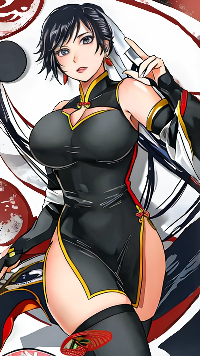 Ryuko matoi from kill la kill naked wirh skimpy revealing cloth pieces and red sharp straps, big boobs, pussy, tits, hentai action pose, riding a huge dick, moaning, wet