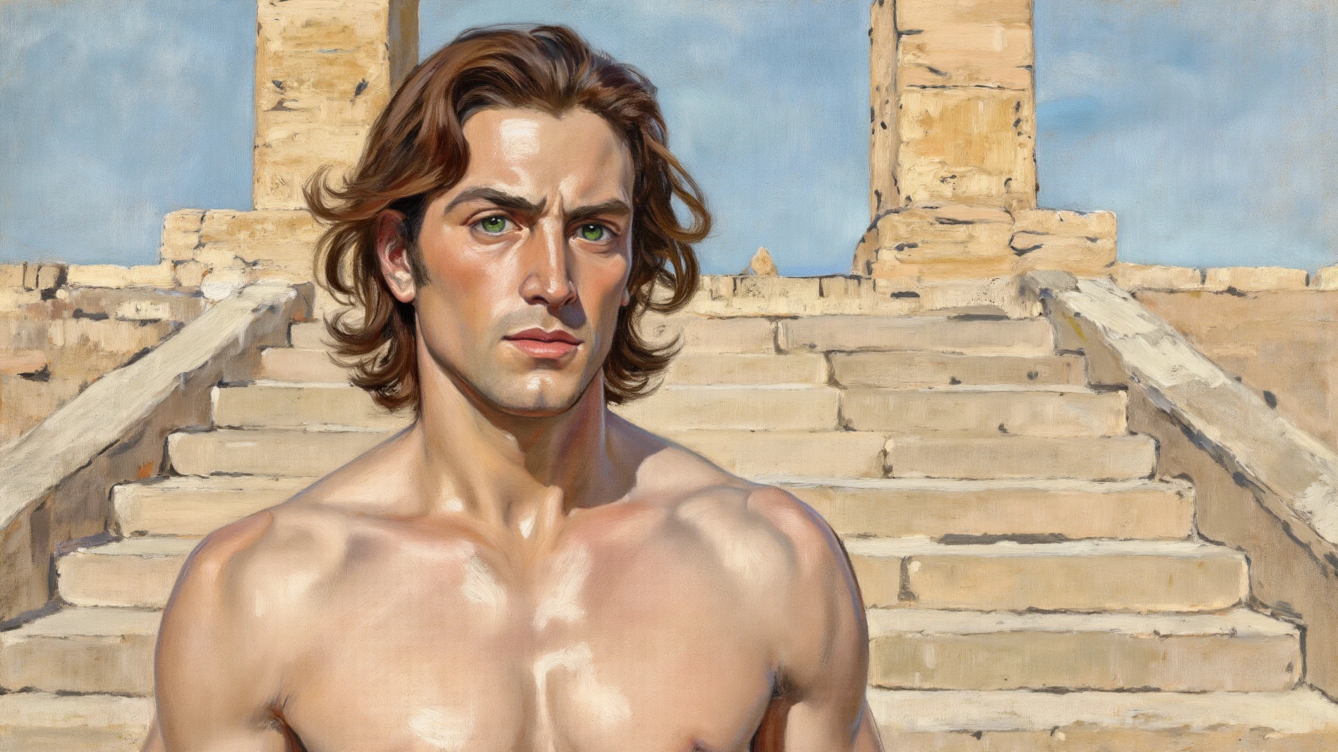 n the art style of roberto ferri and henry scott tuke, divine proportions, front view, perfect elements lay out, perfec composition, a group of different races, slender, men, youthful Latino with detailed musculature and athletic embracing their form, barefoot, a hidden smile playing on his features with a tranquil gaze emanating confidence in a fooling around with friends in the nudist beach, perfect composition, beautiful detailed intricate insanely detailed octane render trending on artstation, 8 k artistic photography, photorealistic concept art, soft natural volumetric cinematic perfect light, chiaroscuro, award - winning photograph, masterpiece, oil on canvas, raphael, caravaggio, greg rutkowski, beeple, beksinski, giger