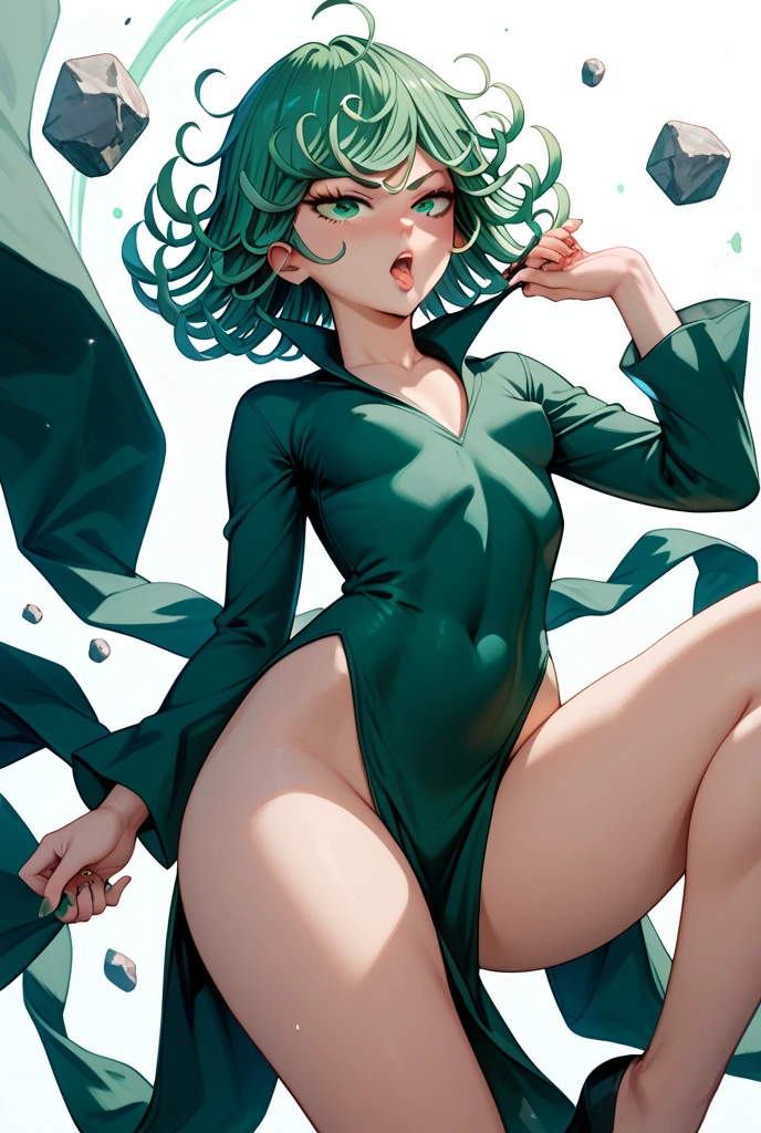(masterpiece, Highest quality:1.2), alone, One girl, Tatsumaki, smirk, Mouth closed, View your viewers, nsfw, Contempt, look down, ((face focus, face up))