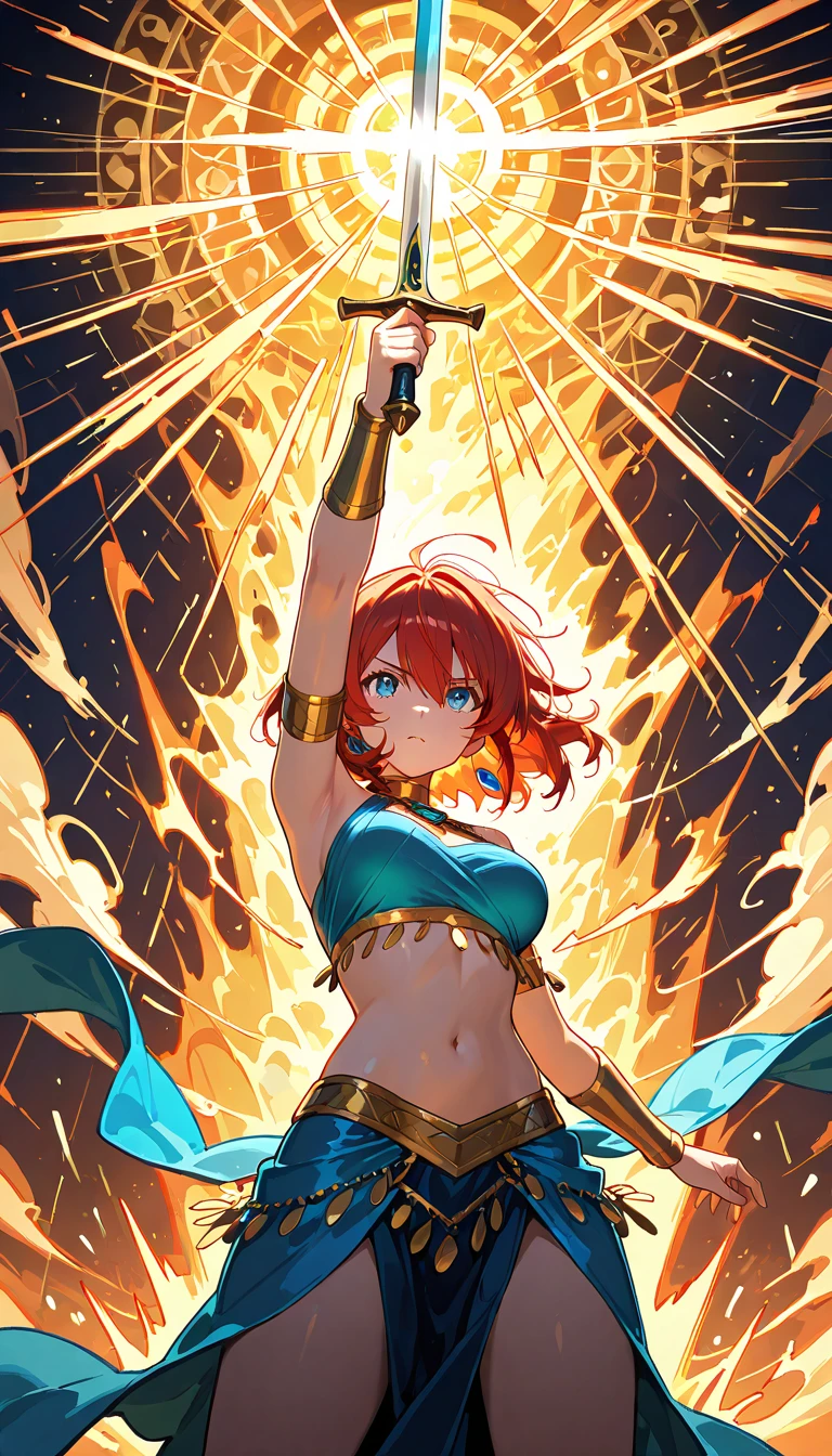 green eyes elf weilding fire