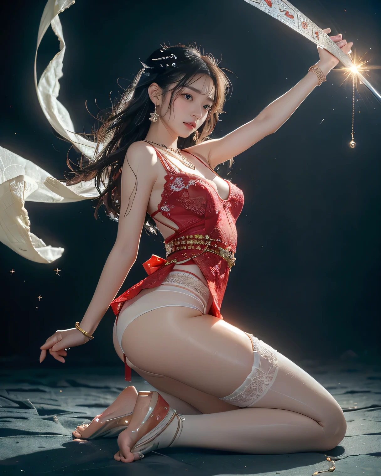 1 girl, with a lingerie