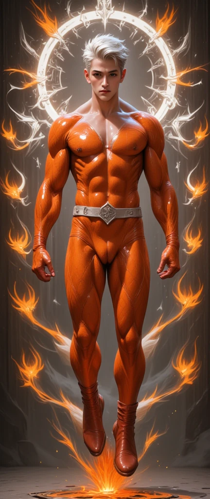 Realist, tmasterpiece, Complicated details, detailedbackground, depth of fields, musculous, Korean magister handsome photo, (Young Korean man looks like K-pop idol), 25 age old, (Short gray hair), Sexy crotch, Fire spells, magister, Sexy muscles, Naked，fill，musculous body，Rough skin texture，Strong masculine characteristics，Wearing a tong, focal, pyromania, white skinned, pale nipples,(8k，tmasterpiece，The best quality，A high resolution，ultra - detailed), wearing nothing, completely naked expose his huge penis, long big dick masturbate, the most perfect penis erecting , Realistic, fully naked, 