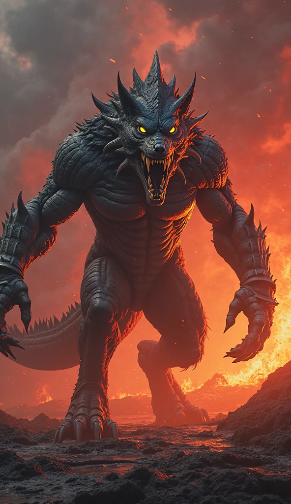 Create an anime style hell beast