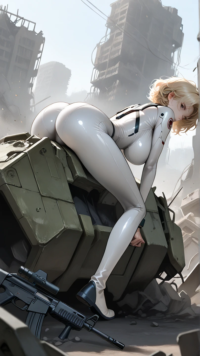 Adolesente, mejor calidad, Obra maestra,pelo blanco, ojos dorados,Ropa blanca, buscando, cuerpo comoleto, very small and hard breasts, cadera mediana vagina visible, cuerpo delgado,mecha de cabello,piel blanca,trenzas laterales. tocandose su cuerpo, autoplaser, autorobot,