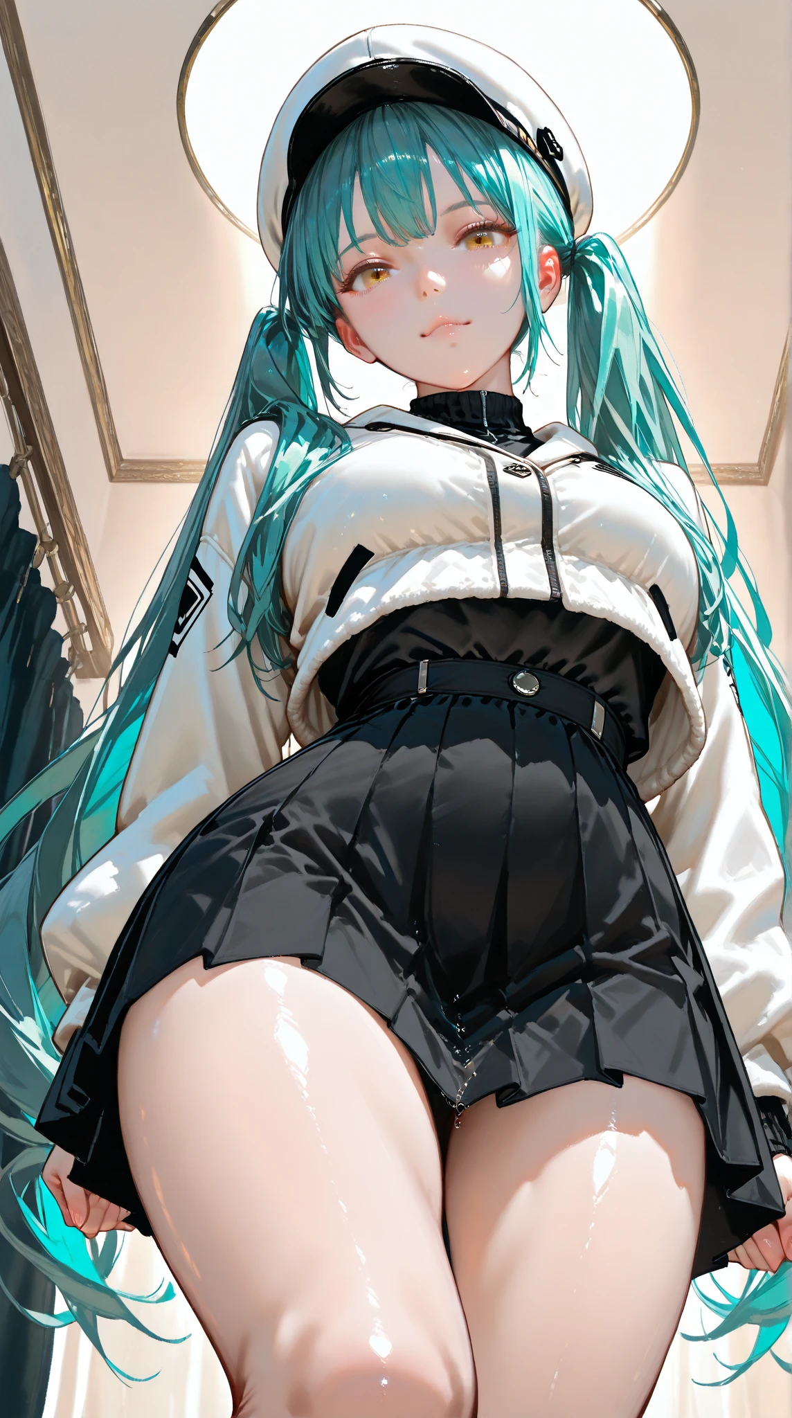 8K, 4K, Highest quality, High resolution: 1.2), (amazing, Realistic, Photorealistic: 1.4), (Front Focus), (In the Dark:1.6), ,Huge are in full view Hatsune Miku