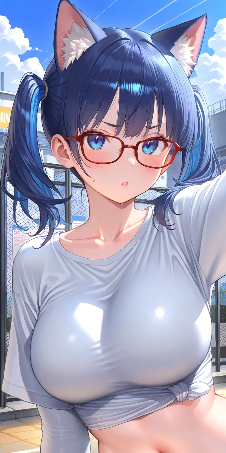 ((masterpiece)), ((best quality)), (ultra-detailed), lovely, ((sexy)), (ero), ((extremely detailed)), 4K, (8K), best quality, (beautiful),
1girl, beautiful blue eyes, beautiful black twintail hair, glasses,
gymnasium, yoga mat, squatting,
yoga Uniforms, yoga pants,
(( cameltoe )),
buttocks, large breast, sweaty, wet body, navel out, thighs out, slim, slender, ribon, ashamed, blush, translucent body, Transparent, shiny-glistening, gleaming,
