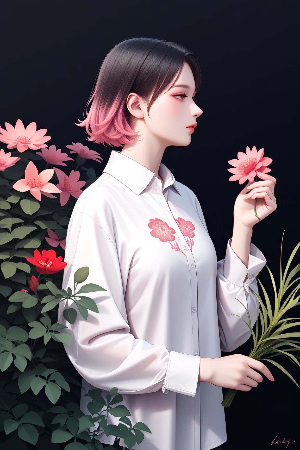 masterpiece, best quality, amazing quality, newest, very aesthetic, BREAK 1girl, solo, bandaid, short_hair, retro_artstyle, bandaid_on_face, choker, mouth_hold, , 1990s_\(style\), profile, palm_tree, cigarette, adjusting_hair, cross, bandaid_on_nose, armpits, arms_behind_head, arms_up, black_hair, cleavage, upper_body, motor_vehicle, sepia,