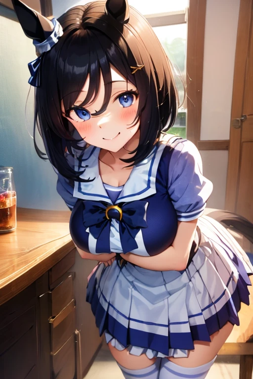 (cute eyes), (1 girl), (open mouth), (embarrassed), (medium breasts),(zettai ryouiki:1.2), (from above:1.2)