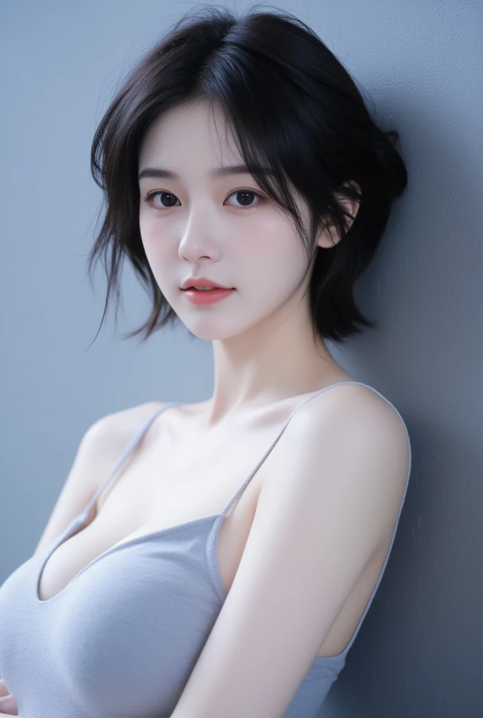 (masterpiece:1.3), (8K, Reality, RAW photos, best quality: 1.4), (1 Girl), Pretty Face, (Realistic face), (Black Hair, short hair:1.3), Beautiful hairstyle, Realistic eyes, Beautiful and delicate eyes, (Realistic skin), Beautiful Skin, (sweater), absurd, attractive, Ultra-high resolution, Surreal, Very detailed, Golden Ratio