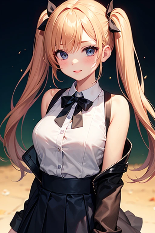 (small breasts:1.2), (perky chest:1.2), (pointed chest:1.2), (Pudding cake magazine cover:1.3),(from above:1.0),(shoot from the side:1.1),masterpiece, 1girl, Amazing Cleavage:1.1, thin waist, optimum,tmasterpiece,hight resolution,best qualtiy,hyper HD,super detailing,awardwinning,a 18yo cute girl,(The upper part of the body),anatomy correct,Beautiful Black miniskirt,garters,Gaze,Small face,bangss,holster,Beautuful Women,hands up,leg holster,Gaze,black boots,Cowboy Shot,cute face,a blond,Longhaire,Twin-tailed,Braids, Hairline,(scarlet eyes),long eyelasher,Hanging eye corners,White skin of the, ((see through camisole:1.1)), ((Sheer nipples:1.0)),Rocket Tits,(Slim body),smile,seductive weak smiling,(with sparkling eyes and a contagious smile),little open mouth, Looking at Viewer,