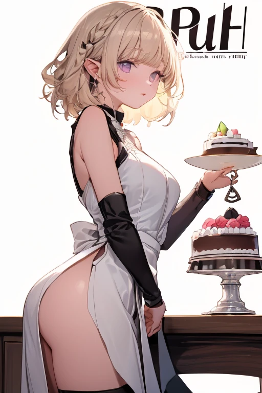 1 girl, cute, young, green hair, bob haircut, green eyes, playboy bunny, thigh high,