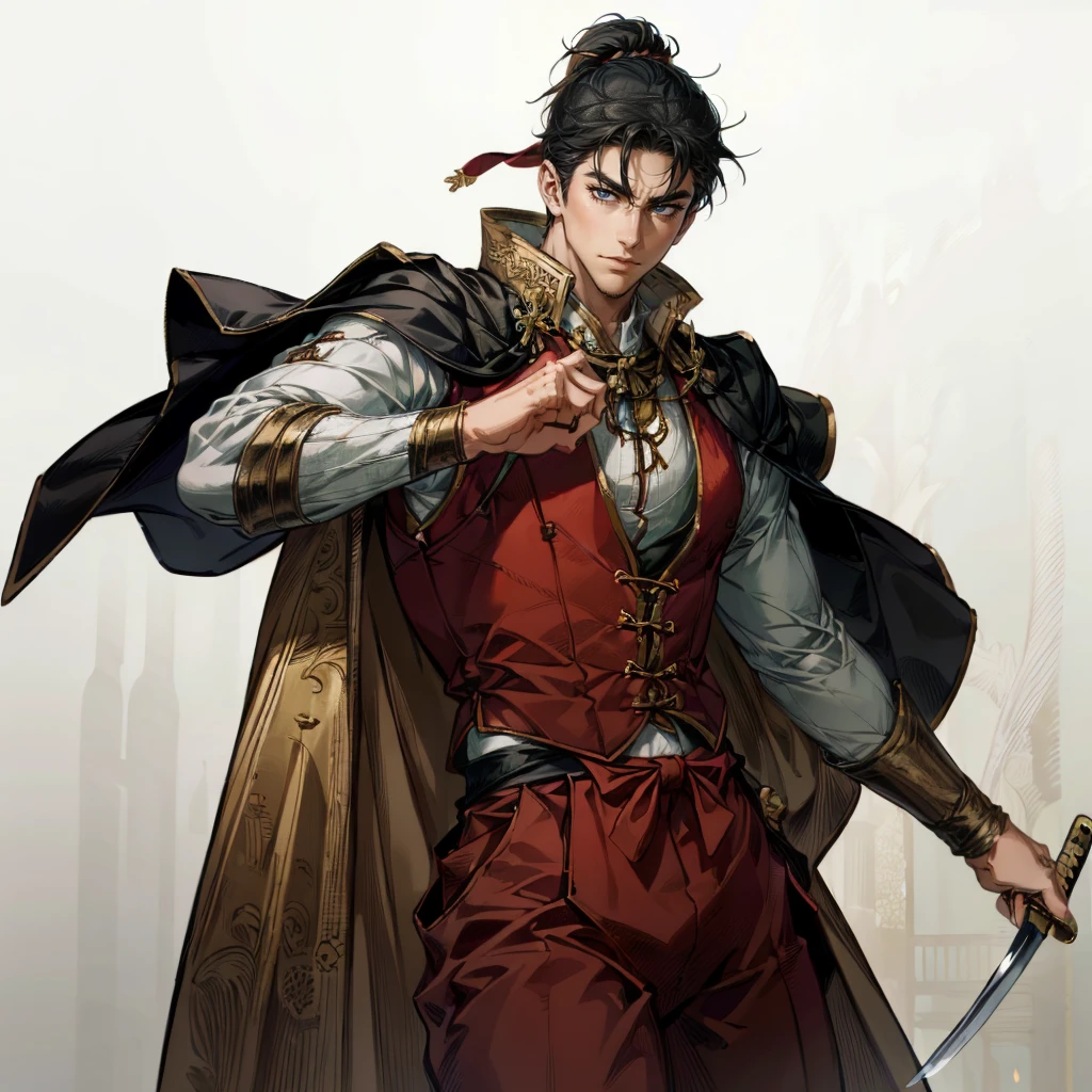 (ridiculous, high resolution, super detailed), 1 male, mature, masculine, tall muscles, handsome, fine eyes, intricate details, portrait, (bloody scar: 0.7), looking at the audience, solo, (full body: 0.6), detailed background, close-up, firm expression, dynamic pose, evil miracle costume, pillar of light, stars, buildings, floating particles, battle scene, atmospheric majestic,