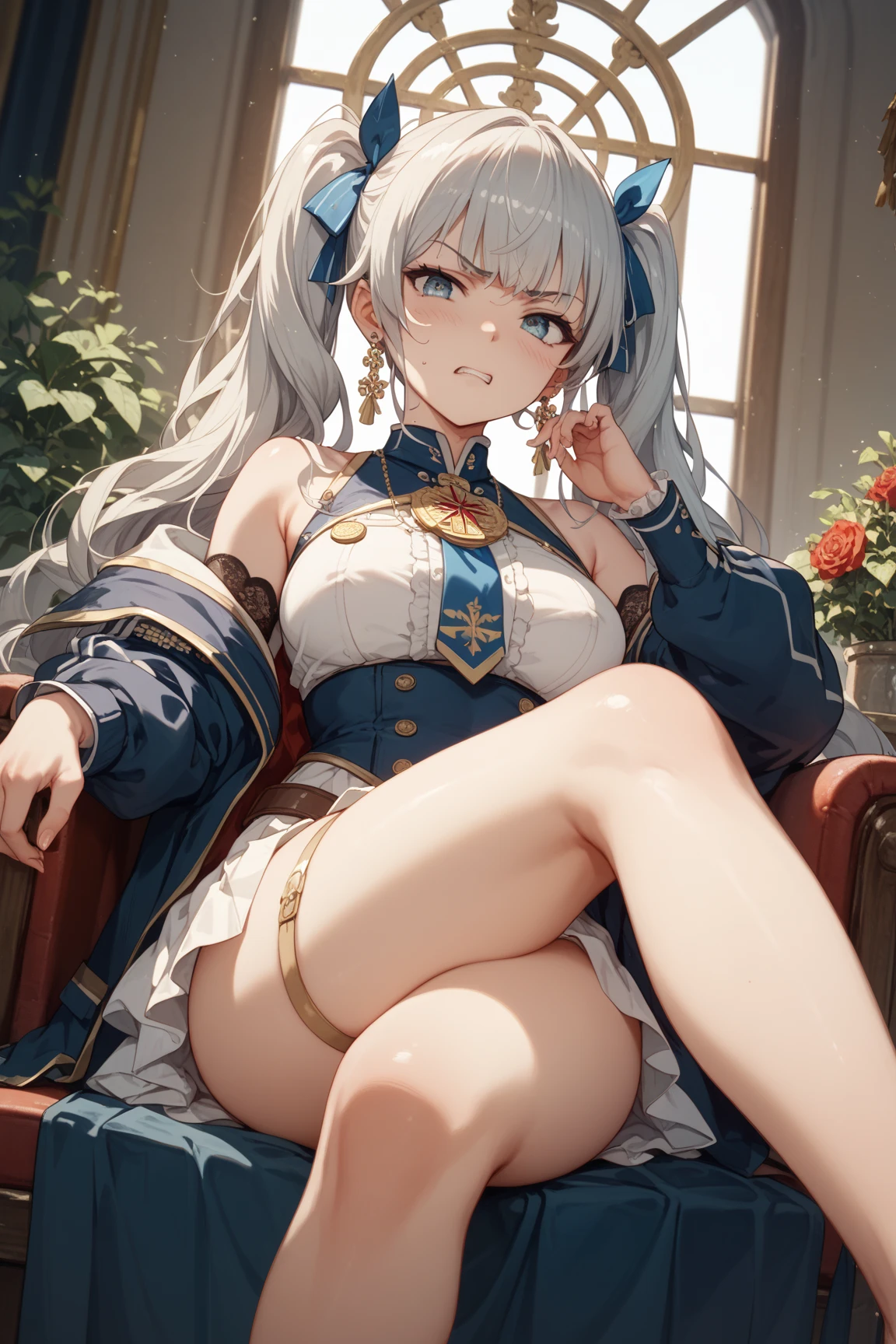 Realistic, (masterpiece:1.4, best quality), (intricate details), unity 8k wallpaper, ultra detailed, (pastel colors:1.3), (lace) underwear and corset, beautiful and aesthetic, a girl, detailed, solo, Victorian mansion,ute girl, 22 years old, (silver medium bob hair), beautiful detailed brown eyes, medium breasts, sitting on a rock, (happy smile:1.2),masterpiece, best quality,perfect face,lying on the ground,uncensored, spread legs, beautiful realspreadpussy,from front,