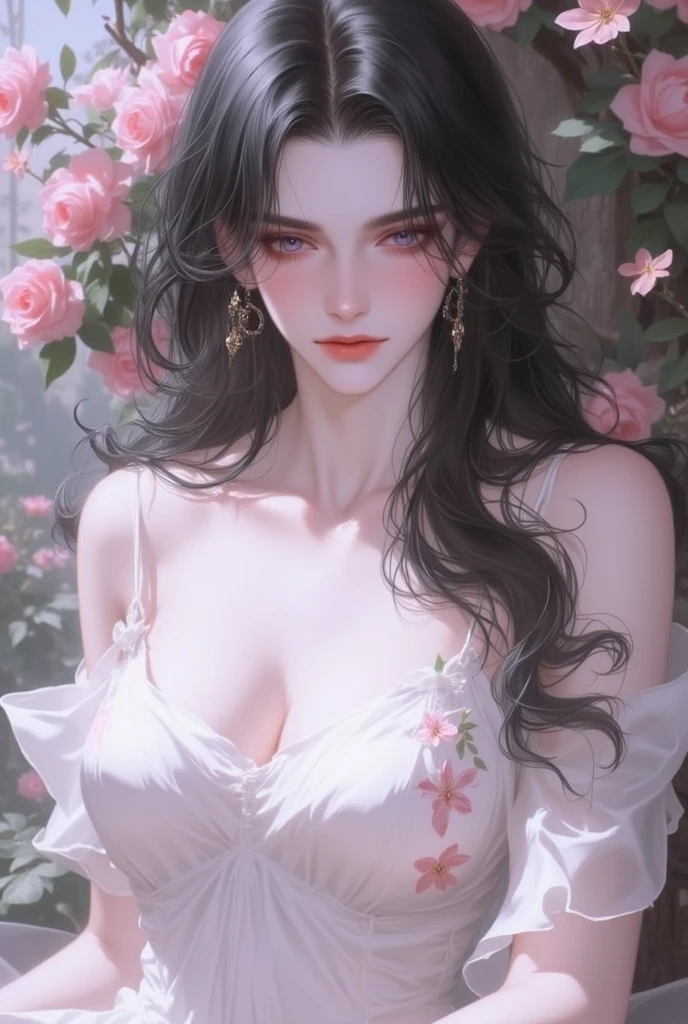 8K high quality wallpaper delicate water drops,Beautiful woman exposing bare shoulders from bathtub
Molding characteristics: Standing posture,
Purple floral long dress
Soft natural light,cinematric light, Side lights
Elf ears
The hooded bow is seductive and energetic,Blurred,Extinction,Moving,seductiv,Sexy smile
Sexy lace clothing, Open V chest clothes,Wavy detail hair,Peony flowers bloom bright red tattoos,Delicately reveals the texture and texture of the petals。light particules, lens flare glow, Luminous Particle