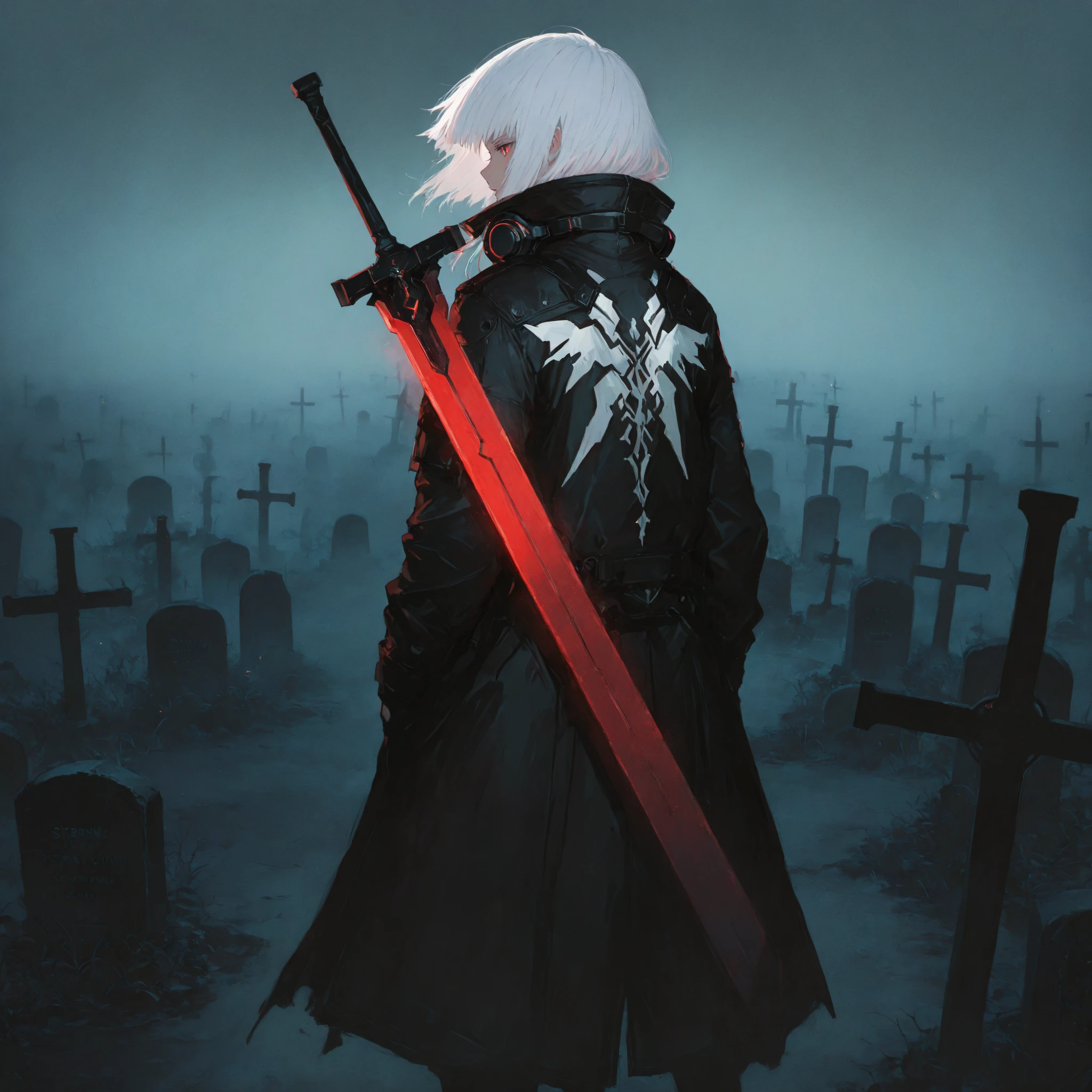 The man slashed across the abyss,Blood stained the sky
Bloody remnant sun,The ground was littered with mutilated weapons