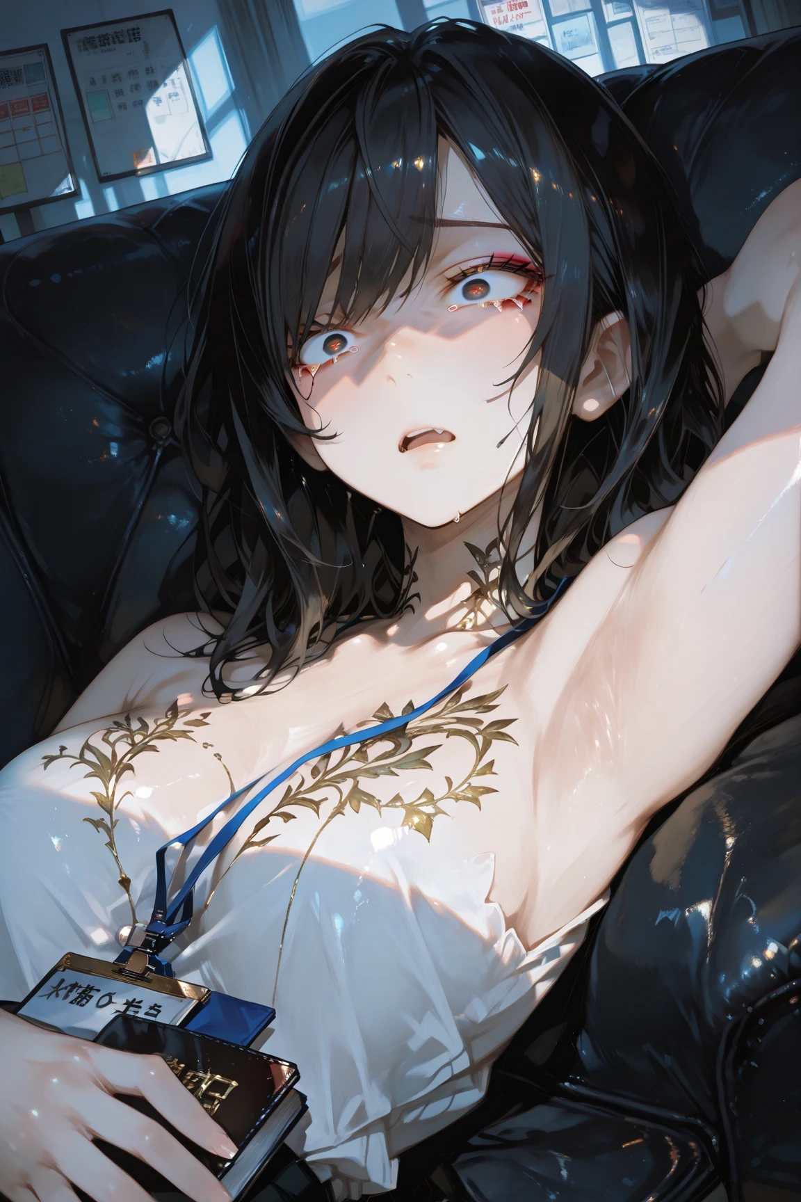 hanekawa tsubasa、eye glass、Braids、A dark-haired、large boob、fullnude、 (Black hair, Brown eyes, Round face), Colossal tits, With ribbon, (nose blush, Naughty, half opened eye, Drooling),On the bed in the infirmary, [Full body shot]、BDSM、Plenty of love juice、pale pubic hair、Wearing a black dog collar,Full body shot,body piercings,Large open legs、eye glass、Lying in bed、Hands tied above the head、Head-to-toe shots、Hand flail、fetters、Squirting、spout、There are a lot of them all over the body,Colossal tits、Soak up the bright sunshine under the tropical sun、The udder is squeezed out with a rope、Woman in chains、slightly turned to the side、The lower back is cramping up and down、Chest is bobbing up and down、Crying in pain、お漏らし、A dark-haired、