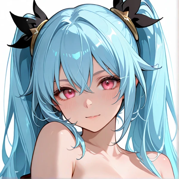 masterpiece, best quality, 1girl, blue hair, gradient hair, collarbone, twintails, hair ornaments, long hair, bikini