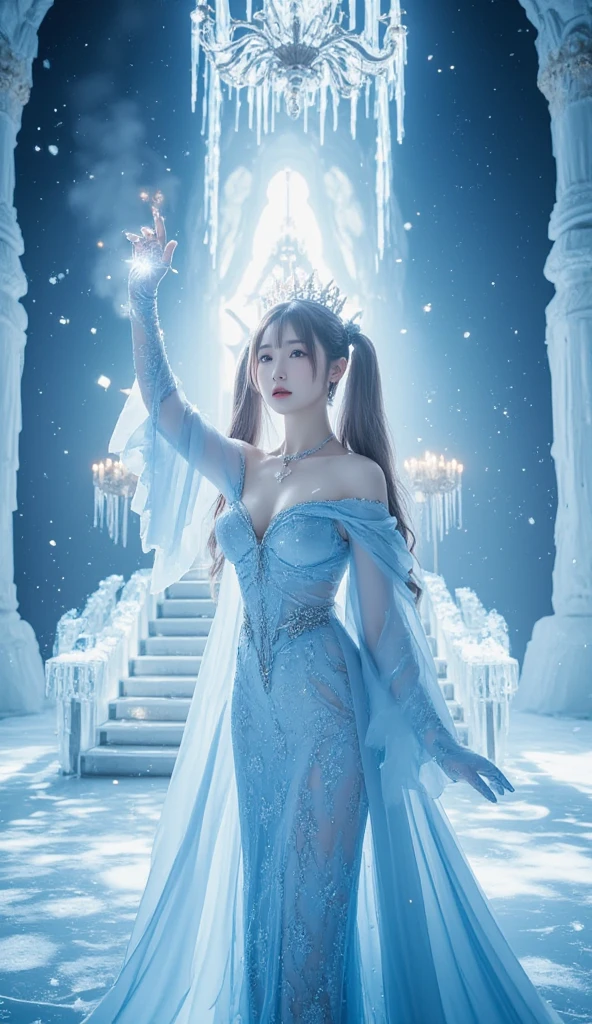 、purgatory、Ice World、Inside the ice crystal、was locked up、One Woman、High quality、Detailed Background