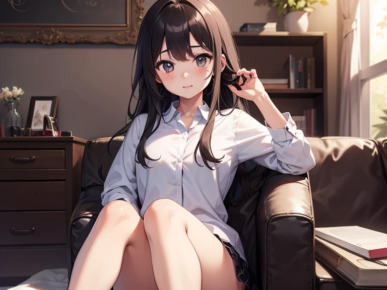 The background is a conference room、wall、floor