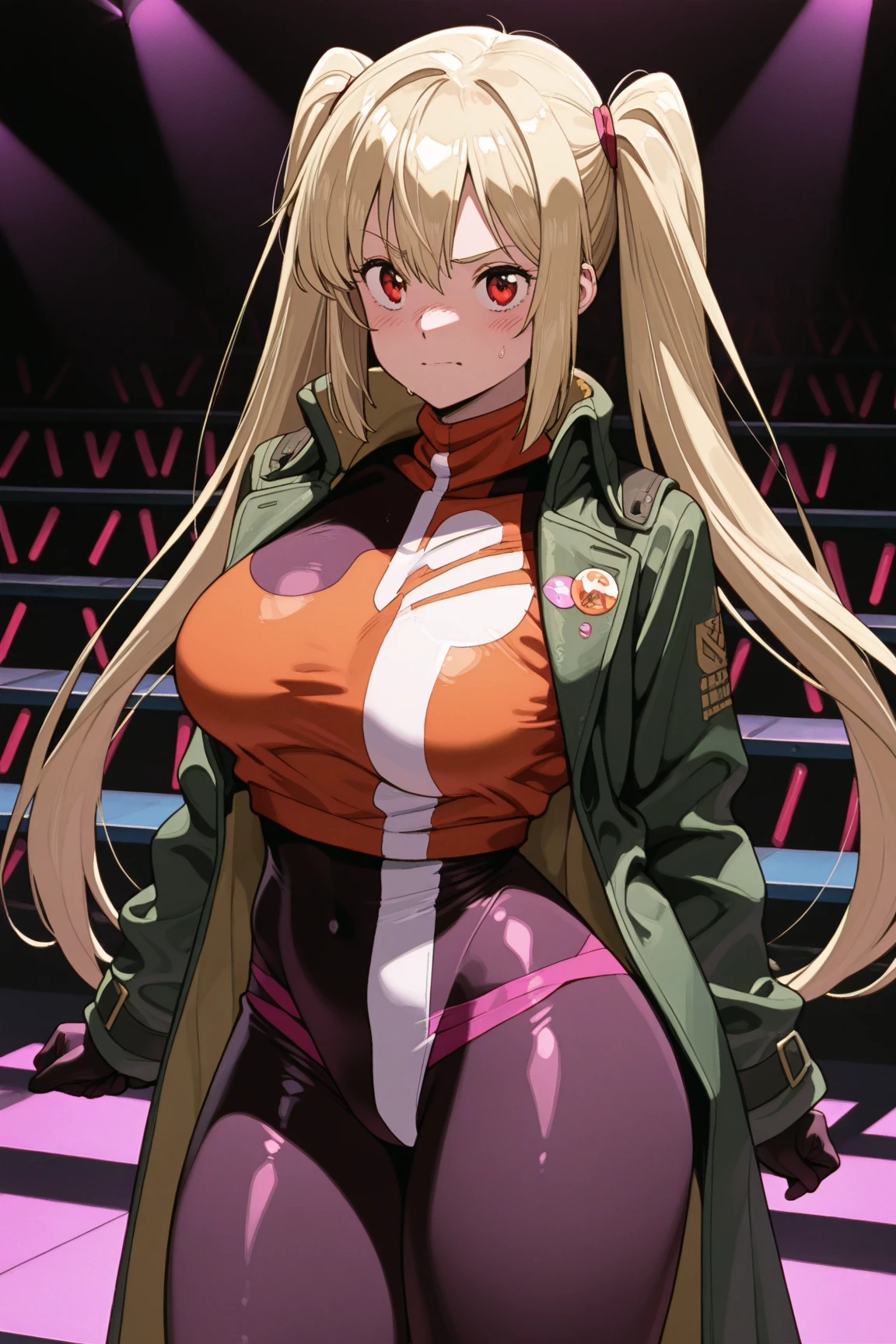 glaring、(Big Breasts)、curvy、(((((1 girl)))))、High-pressure poses、In a dark room、(older sister)、((owncast eyes))