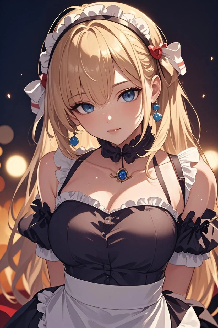 ((Upper Body:1.5, Breast augmentation:1.5, profile:1.5, close:1.5, walk), (Realistic, Realistic: 1.37), (masterpiece, Highest quality: 1.2),(Big Breasts:1.5)、 (Ultra-high resolution: 1.2), (RAW Photos: 1.2), (Sharp focus: 1.37), (Face Focus: 1.5), (Extremely clear images:1.3), (Shot with Nikon), (Ultra Definition CG Integrated 8k Wallpaper: 1.2), (Beautiful Skin: 1.2), (White skin: 1.3), (Hyper Sharp focus: 1.5), (Ultra Sharp focus: 1.5), (Beautiful cute face:1.3, Taiwan actress face:1.3), (Highly detailed background, Detailed Background: 1.3), A photo of a very cute and beautiful woman, (actress), Professional attire, (22 years ago: 1.1), Portrait of a Girl, Upper Body image, Front view, The composition is symmetrical, (Studio Lighting: 1.3), (Movie Light: 1.3), (Backlight: 1.3), Dim lighting, Full body lighting, break, ((Looking straight at you, Put your arms behind your back, Stylish pose:1.3)), break, (光沢のあるブロンドのthin髪: 1.37, Twin tail hairstyle:1.37), Dark brown eyes, Beautiful Eyes, Princess Eyes, ((Blonde:1.3)), bangs, Hair between the eyes, thin, Abdominal muscles, perfect Abdominal muscles, (Big Breasts;1.47, Cleavage:1.27), (thinウエスト: 1.15), (Detailed beautiful girl: 1.4), (Breasts pressed together, View Audience, (Wearing a Gothic Lolita dress:1.3, Gothic Fashion:1.5)), alone, Lips parted, Red lips, (Glowing Skin), Sweat, (Detailed night view background:1.2), (A light smile:1.37, closed mouth:1.37), ((Perfect female body)), (Upper Bodyイメージ:1.3), Frame Head, Perfect Anatomy, Perfect Proportions, 8.5 Life-size, expensive, Face Focus, Ultra Realistic Photo, Ultra-sharp images, Ultra-detailed images,Red eyes、