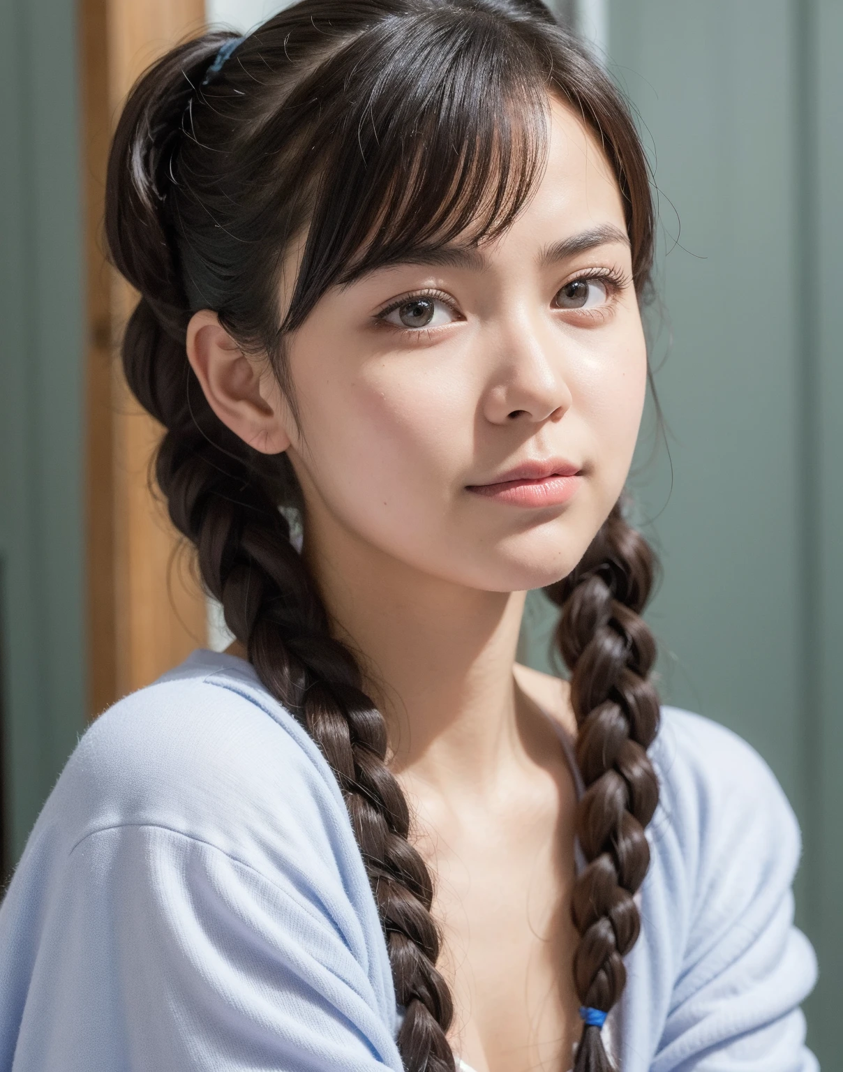 Best quality,masterpiece,ultra high res,photorealistic,1girl,slim body,japanese street alley,dynamic pose,face closeup,depth of field, <lora:evonne_hsu:1>