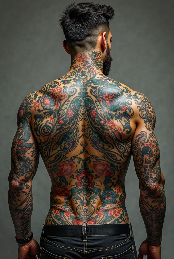 Tattooed man's back
