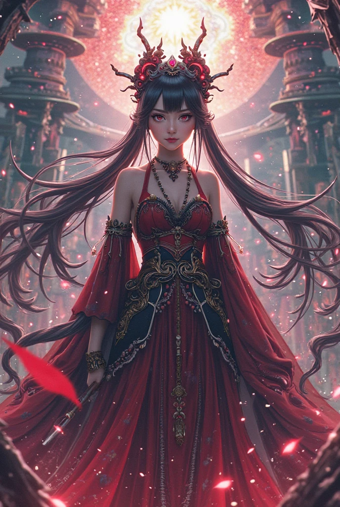 "(best quality,high resolution,masterpiece:1.2),ghost bride,jellyfish,Red traditional wedding dress,fiery veil,glowing ghost fire,merged with jellyfish structure,scary,jellyfish details,Super detailed,Physically based rendering,delicate eyes,lifelike hair,translucent veils,bright colors,fear"