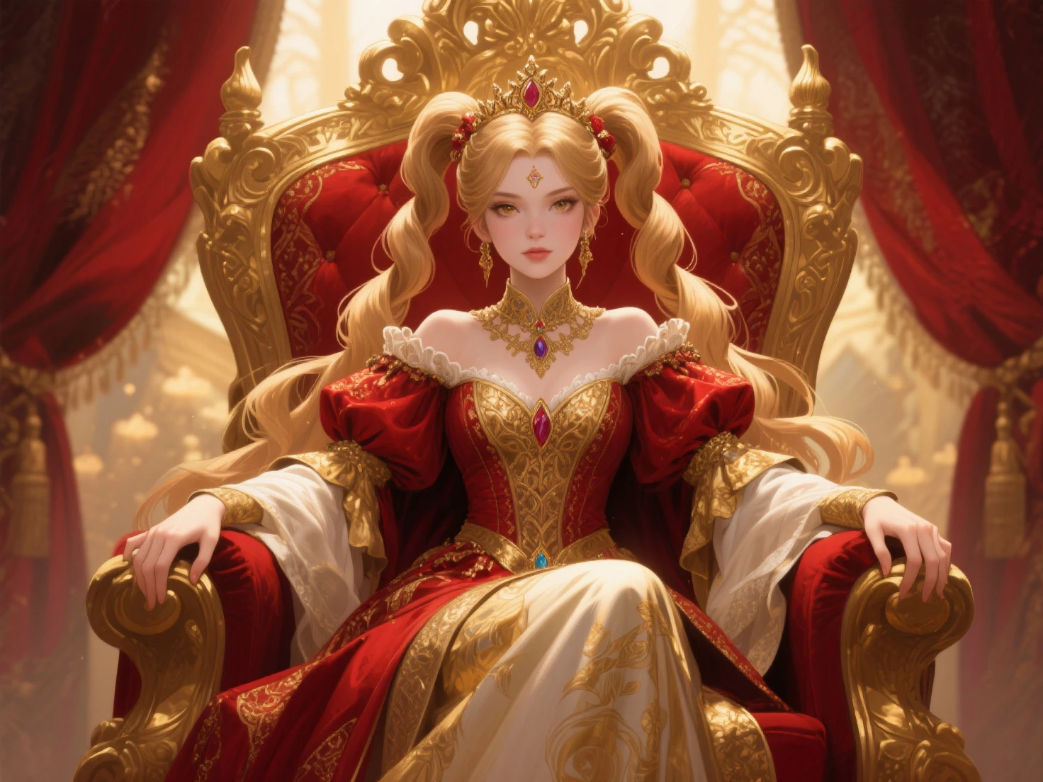 queen bee with crown on her head and holding her staff