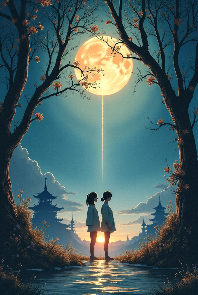 Description of events in a dream、view the earth from the moon、 Translucent girl、The moonlight passes through my body、((Super multiple exposure where the background passes through the body))、I can see your beautiful feet、Esbian all over、The Earth is visible in the background