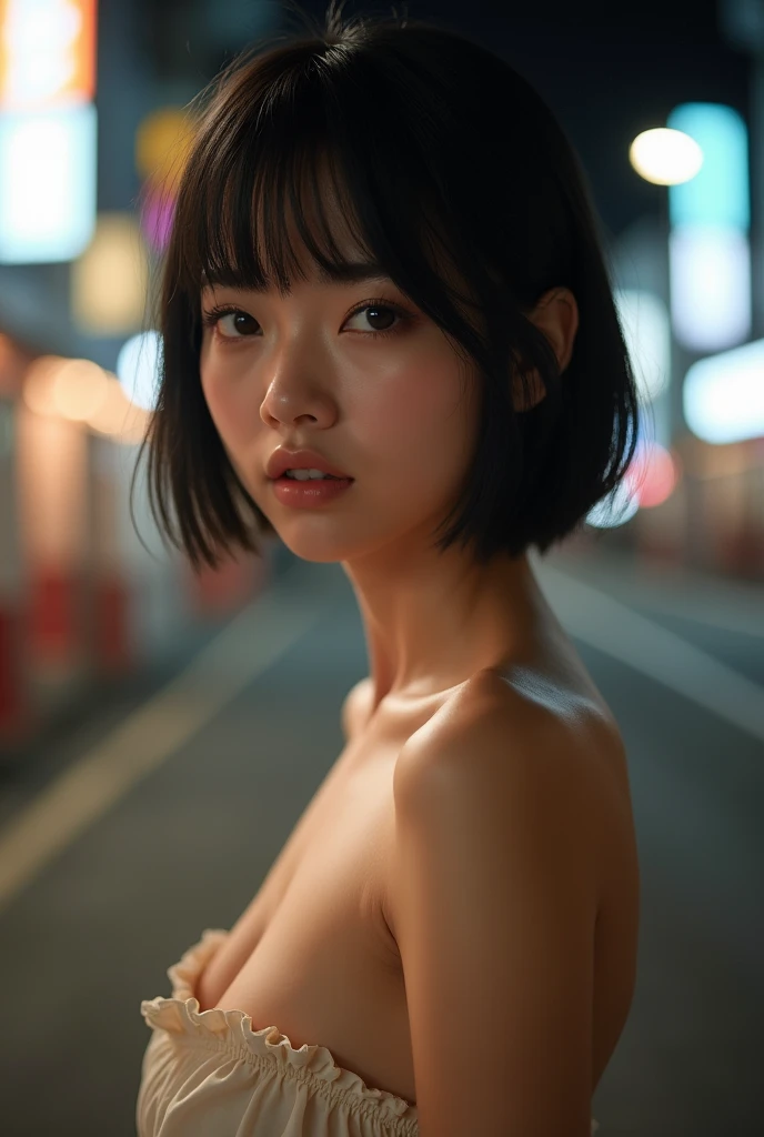((Medium chest, small head)), near future、evening, Sunlight, (well-defined abs: 1.1), (Perfect body: 1.1), (shorth hair: 1.2), Russet Hair, Full body photo, Shabby street, (Very detailed CG 8k wallpaper), (Extremely delicate and beautiful), (masutepiece), (Best Quality: 1.0), (Hyper-Resolution: 1.0), Beautiful lighting, Perfect Lightning, Realistic Shadows, [High resolution], detailed skins, ultra-detailliert、NSFW,Throw all clothes into the sky、NSFW,Naked 14 years old、Tied around a telephone pole with a rope