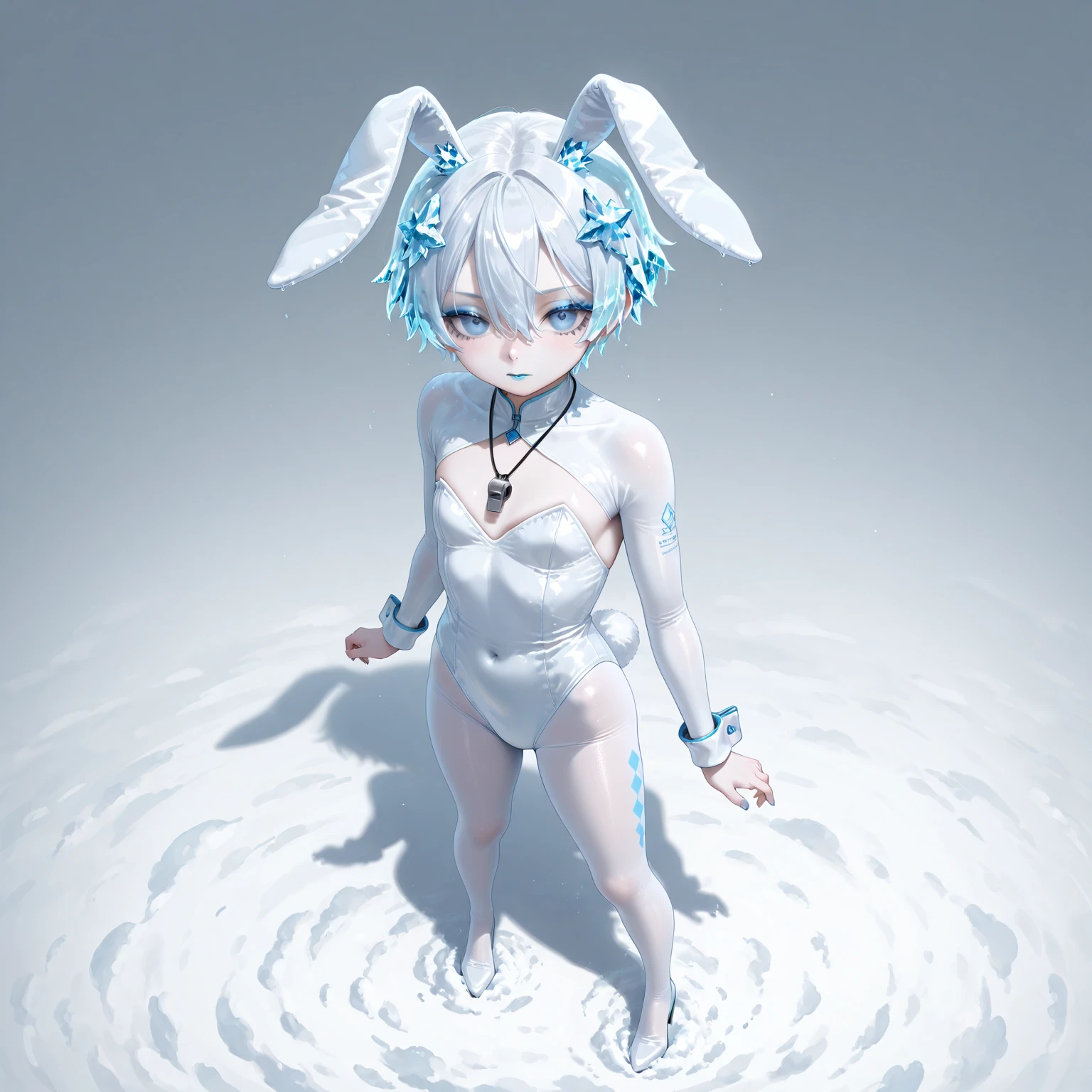 Ultra HD、Ultra-clear、White and beautiful skin、Big Breasts、Green Eyes、Blonde Short-Haired、smile、Perfect body line、Completely naked、Small areola、hairless labia、Soft Skin、Soft female body、Long legs、Sexy pose、